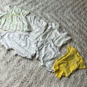 0-4m baby girl lot onsies and diaper covers gap, Gymboree, dress